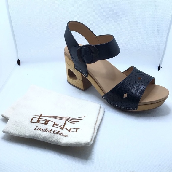 Dansko Womens Odele Black Tumbled Calf Block Heeled Sandals Size 40 (9.5-10 US) - Picture 7 of 12